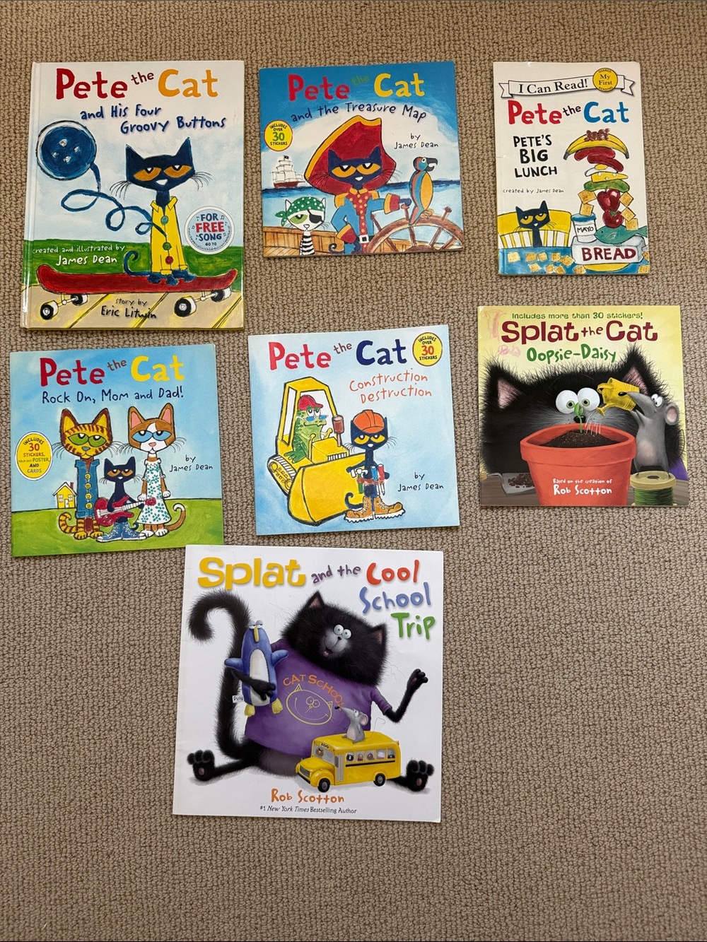 7 Books - Pete the Cat & Splat Cat Children's Book Collection